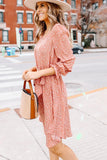 Kendall Jenner Wedding Guest Dress Printed Long Sleeve V-neck Loose Casual Lace up