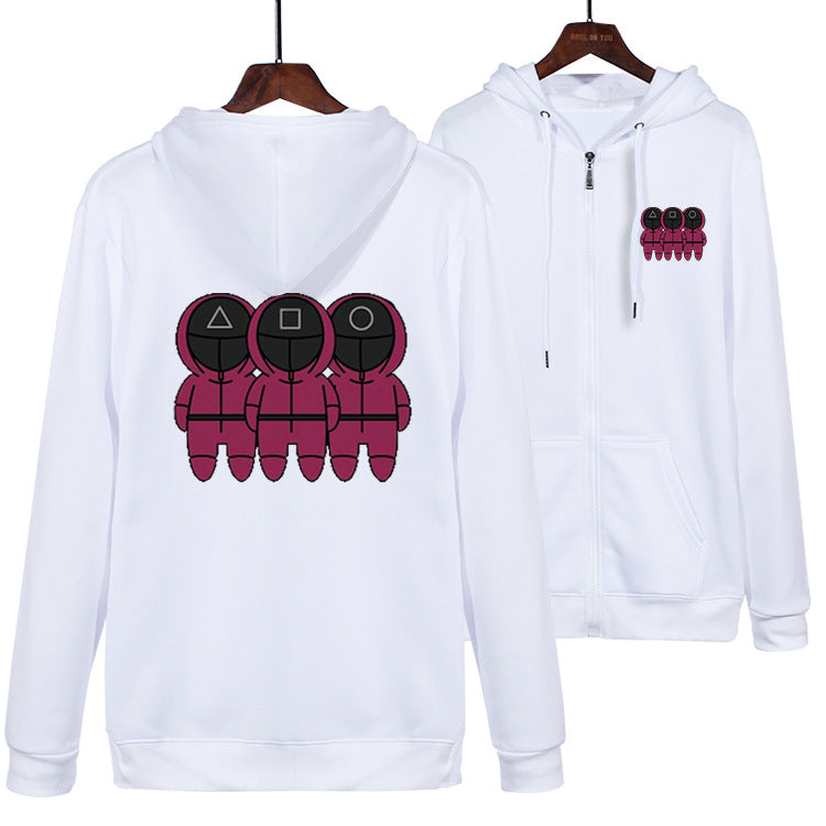 Squid Game Costume round Six Cartoon Printed Zipper Sweater