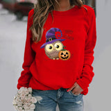 Halloween Costumes Pattern Printing Long Sleeve Crew Neck Sweater Female
