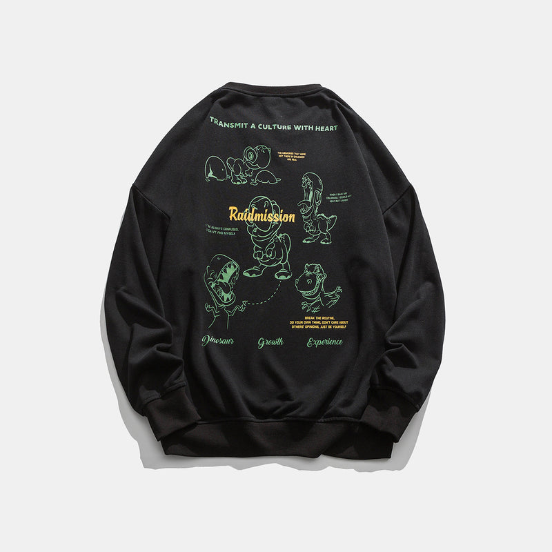 Crew Neck Sweatshirts for Men Men's Clothing Autumn Cartoon Print Sweatshirt Men's and Women's Casual Top