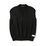 Men Sweater Solid Color Knitted Vest Man Loose Sleeveless Pullover