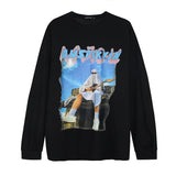 Man Fall Outfits Sweater Thin Hip Hop Retro Cartoon Print High Street Pullover Long Sleeve Top