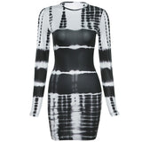 Music Festivals Rave Outfits Dress Fall Women's Clothing Fashion round Neck Long Sleeve Printed Slim Fit