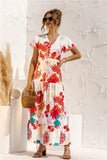 Nine Britton Dress V-neck Flower Print Lace-up Button