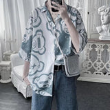 Men's Shirt Short Sleeve Shirt Loose Full Printed Shirt