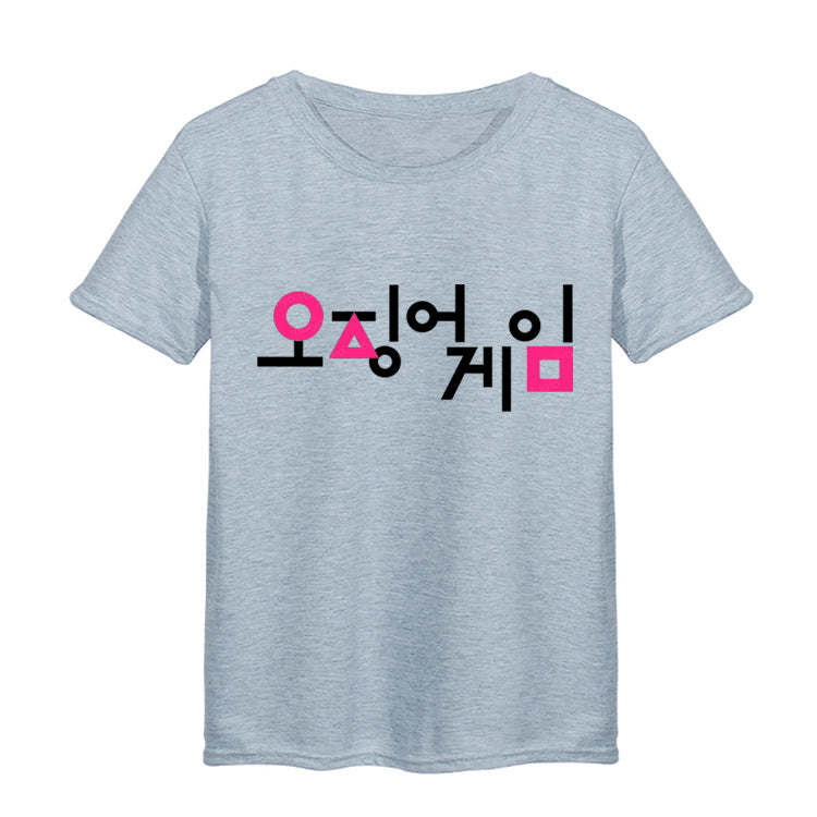 Squid Game Costume Women's Printed Loose Cotton Crew Neck Short Sleeves T-shirt Women
