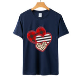 Valentine's Day T Shirts Couples Leopard Print Heart Printing Women's Pullover T-shirt