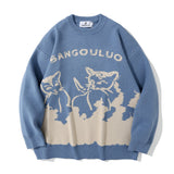 Men Sweater Cartoon Jacquard Sweater Men's Loose Pullover