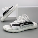Mens Slide Coconut Slippers Summer Outdoor Fly Woven Mesh Beach Flip-Flops Shoes