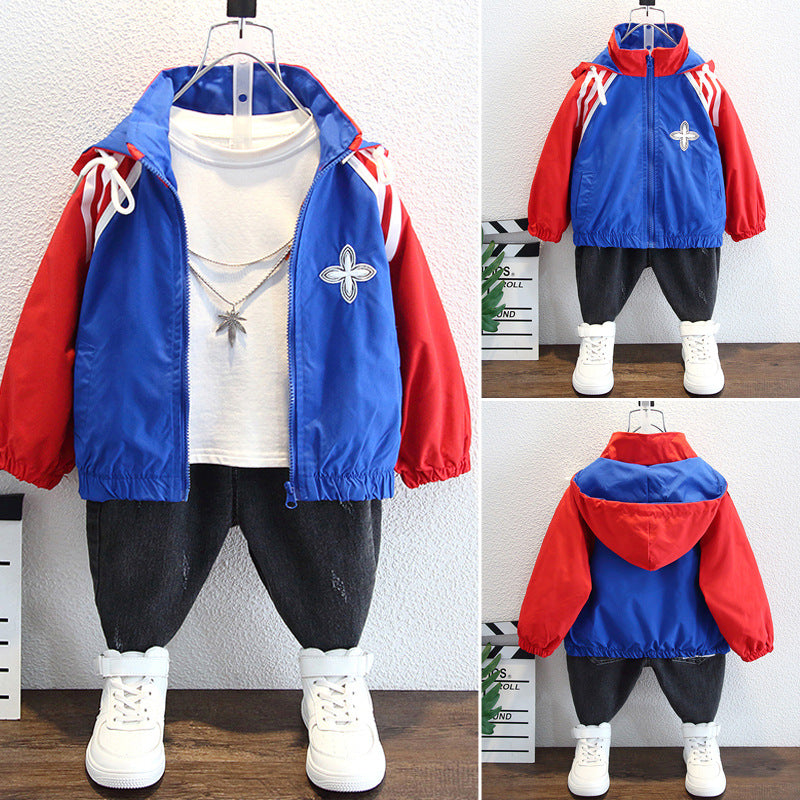 Toddler Boys Jackets Boys Autumn Clothing outside Casual Hooded Style