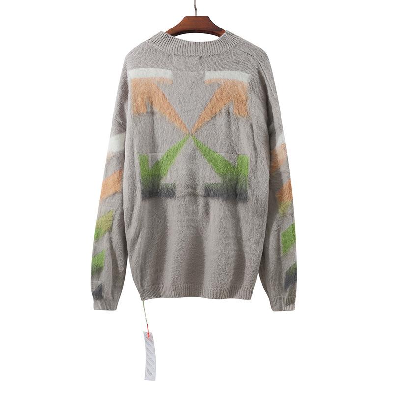 Off White Sweater Men'S Autumn And Winter Arrow Gradient Sweater Owt