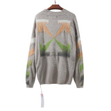 Off White Sweater Men'S Autumn And Winter Arrow Gradient Sweater Owt