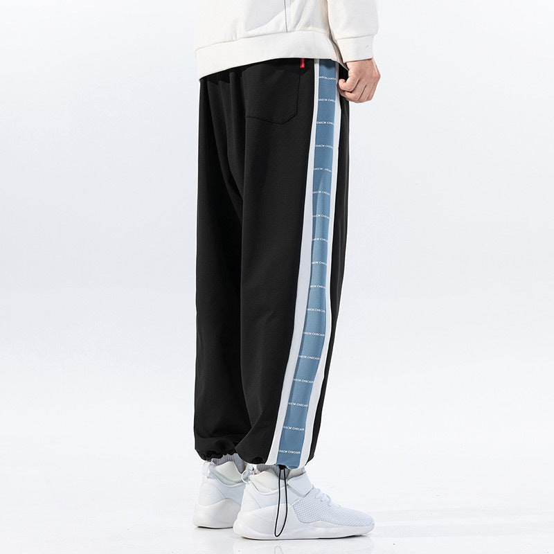 Grey Sweatpants plus Size Men's Clothing Spring Trousers Stretch Ankle-Tied Pants