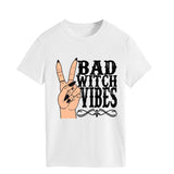 Halloween Costumes Bad Witch Vibe Shirt Pullover Simple Printed Crew Neck Top T-shirt Loose Short Sleeve