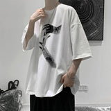 Men T-Shirts Loose Half Sleeve Print