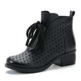 Highway Flat Sandals Spring Zipper Retro Hole Shoes Large Size Thick Heel Sandals for Women