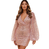 Lady Gaga Dress Long Sleeve Sequined Waist Hip Skirt