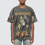 Rave Outfits Men T Shirt round Neck Short Sleeve Fashion Print