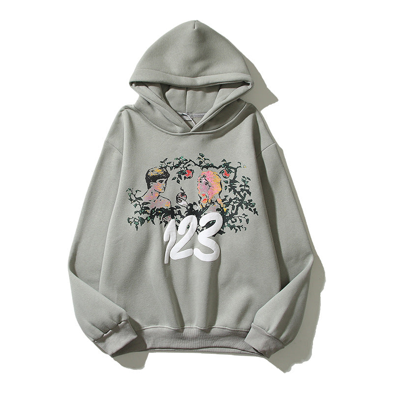 Kanye West Sunday Service Hoodie Flower Stereo Printing Plus Velvet