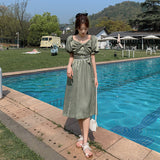 Regency Dress Tea Break Court Retro Minority First Love Mori Style Short Sleeve Dress