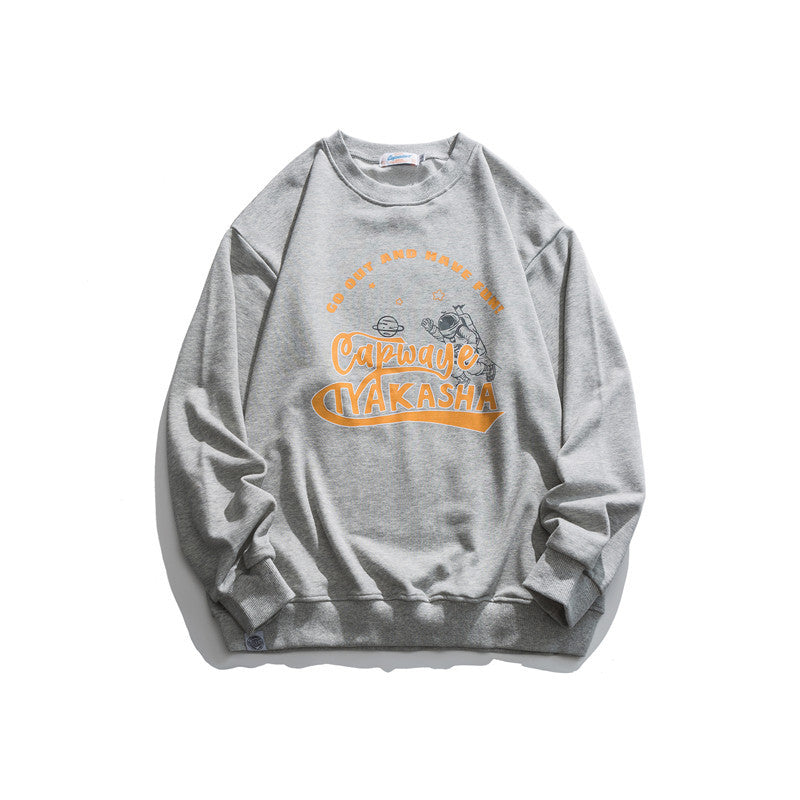 Crew Neck Sweatshirts for Men Men's Autumn Cartoon Letter Print Sweater Pullover Coat