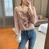 Gloria Vanderbilt Belly Western Style Small Shirt New Small Floral Flounce Chiffon Shirt