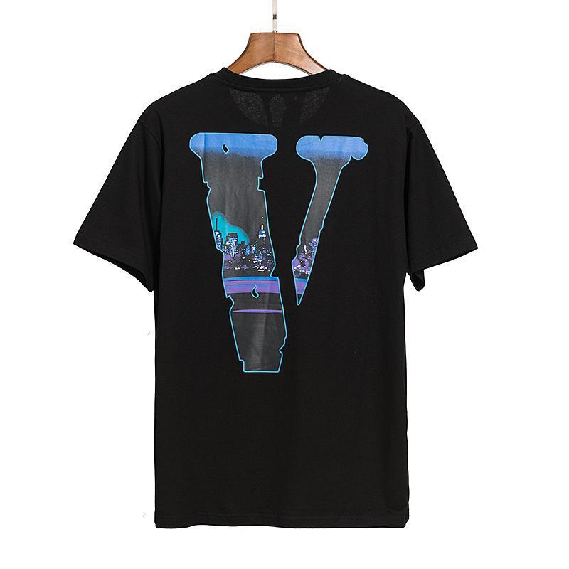 Vlone Print Loose Cotton Short Sleeve Tshirt Hip Hop Male Half Sleeve Men'S Clothing