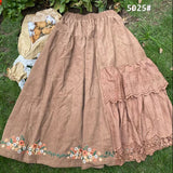MIDI Mauve Skirt Autumn and Winter Corduroy Skirt Embroidered Dress Women's Skirt
