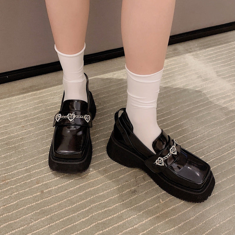 Platform Heels for Women Spring and Autumn Platform Detachable Chain Sandals for Women