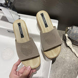 High Heels Slides Summer Thick-Soled Knitted Fashion High Heel Slippers