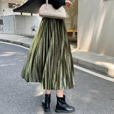 MIDI Mauve Skirt Gold Velvet Skirt Pleated with Sweater Velvet Dress