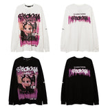 Man Fall Outfits Anime Print Long-Sleeved T-shirt Men and Women Couple Wear Bottoming Top