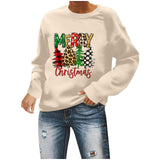 Merry and Bright Sweatshirts Christmas Leisure Long Sleeve Crew Neck Sweater