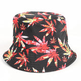 Bucket Hat Fishing Cap Cotton Print Fisherman Hat Maple Leaf Hat Female Outdoor Leisure Basin Hat