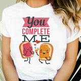Valentine's Day T Shirts Couples T-shirt Heart Printing Women's Base Shirt round Neck plus Size