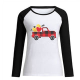 Valentine's Day T Shirts Couples Pullover round Neck Women's Long-Sleeved T-shirt