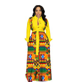 Romany Gypsy Outfits Digital Printed Large Swing Skirt with Belt Dress