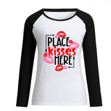 Valentine's Day T Shirts Couples Lip Pattern Loose Long Sleeve T-shirt