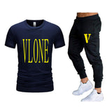 Vlone T Shirts & Pants 2 Piece Set Short-Sleeved Trousers Casual Summer Trousers For Men