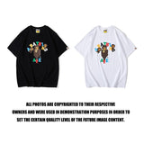 Bathing Ape T Shirt Summer Colorful Letters Little Monkey T-shirt Half-Sleeved Casual Short Sleeve