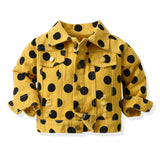 Children Jean Jackets Spring and Autumn Long Sleeve Lapel Leopard Print Casual Denim Top
