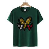 Valentine 'S Day T Shirts Couples Leopard Print Heart Printing Loose Pullover Women