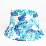 Bucket Hat Fishing Cap Cotton Print Fisherman Hat Cartoon Bucket Hat Female Printing Leaves Sunshade Sun Protection Hat