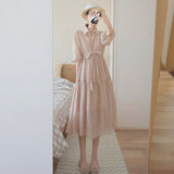 Regency Dress Classic Style Tea Break Pink Shirt Dress