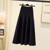 MIDI Mauve Skirt Thickened Knitting Women's Autumn and Winter Skirt