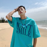 Men T-Shirts Letter Print Loose Half Sleeve
