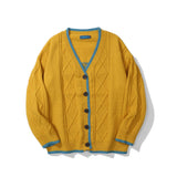 Men Sweater Back Letter Jacquard Cardigan Sweater Men's Collar Sweater Coat