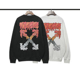 Off White Sweatshirts Printed Casual Round Neck Pullover Sweater Ow Men And Women