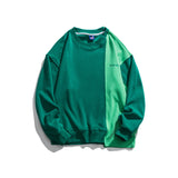 Man Fall Outfis Color Contrast Patchwork Round Neck Sweater Loose Casual Bottoming Top