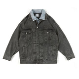 Men Denim Jackets Autumn Denim Jacket Fake Two-Piece Student Tops